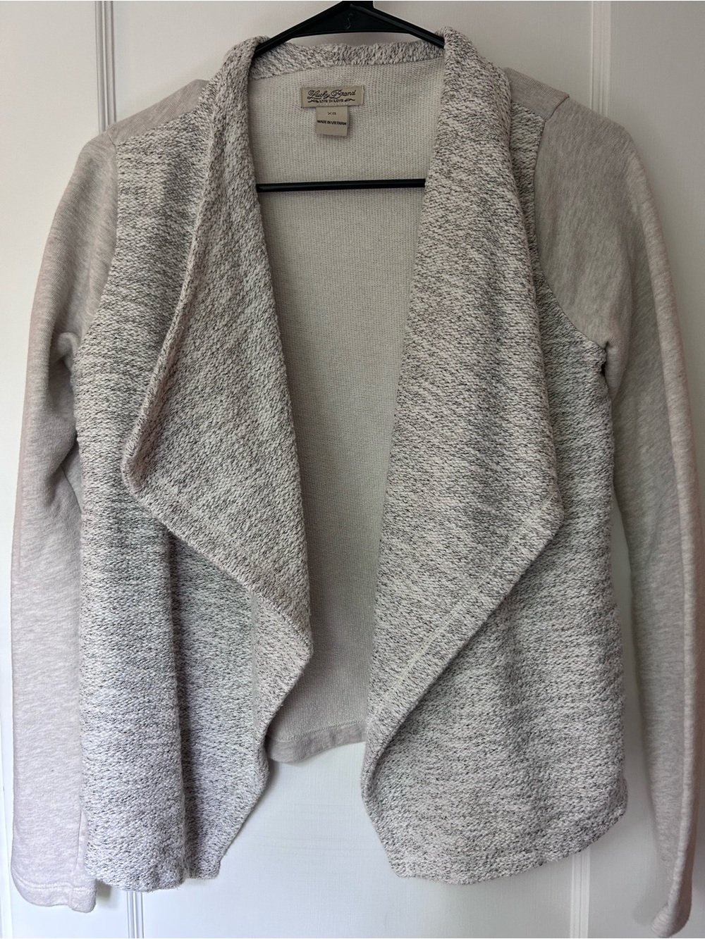 Lucky Brand Women's Cream and Gold Open-Front Draped Sweater
